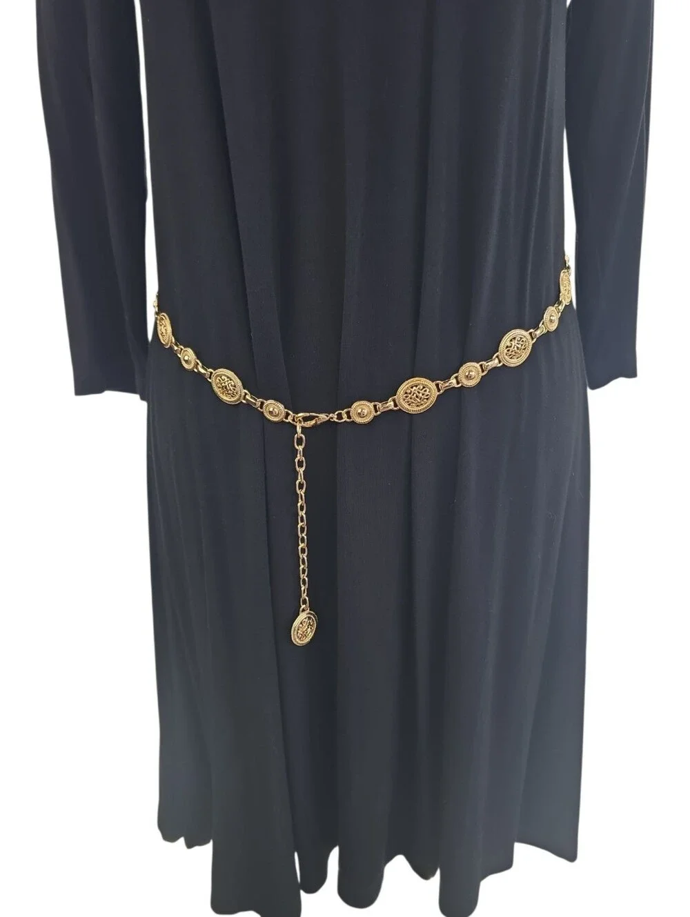 Metal Waist Chain Belt Size Medium/Large Vintage Gold Oval and Round Links
